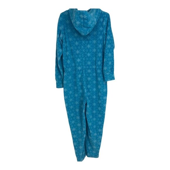 La Vie En Rose blue fleece onesie pajamas with zip-up closure & 1 slipper/sock M - Picture 2 of 14